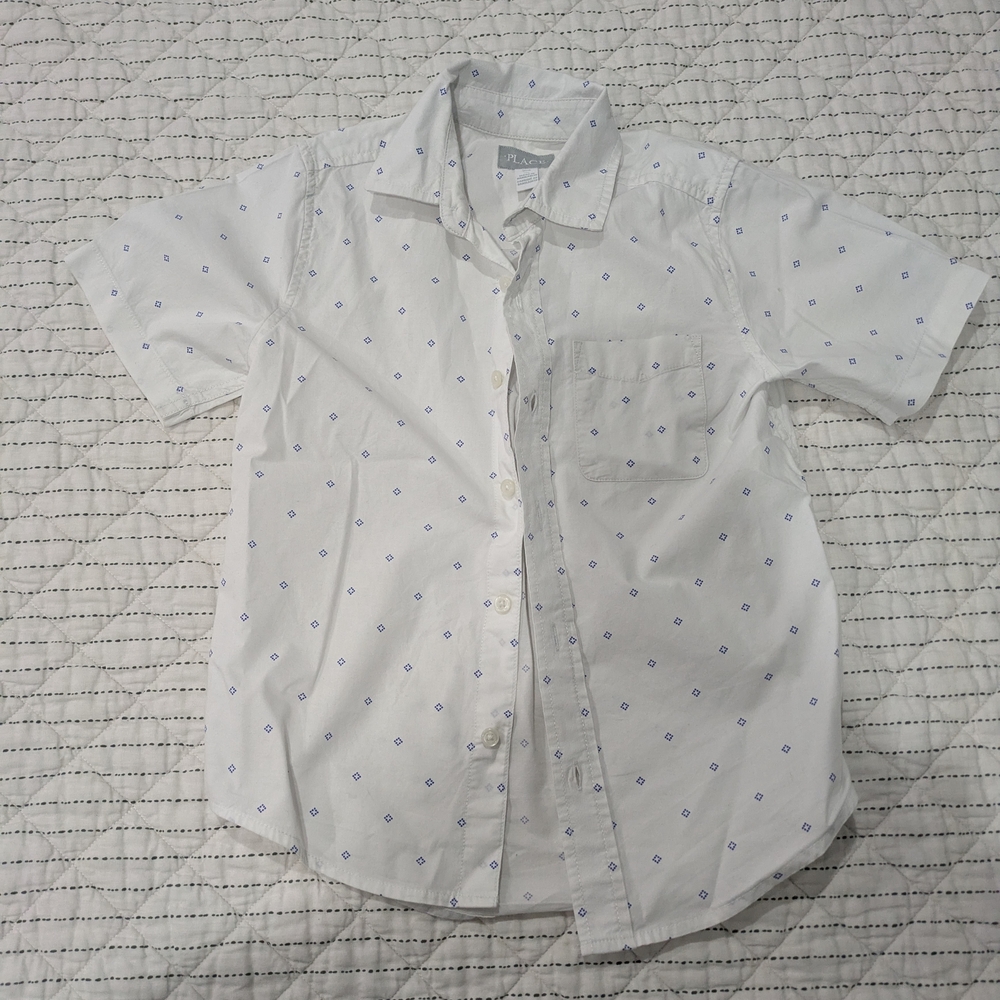 The Children's Place White and Blue Button Down Shirt